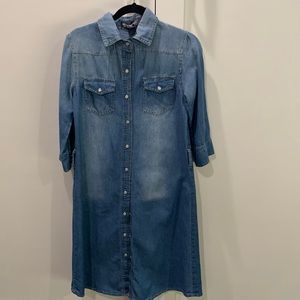 Denim collar dress with Pearl snaps